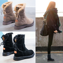 Boots children 2021 new winter 100 hitch fur integrated snow boots woman plus suede thickened short boot cotton shoes