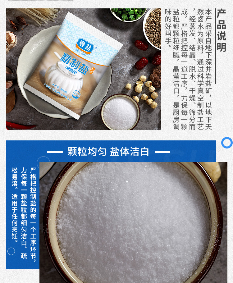【粤盐】加碘精制盐食用盐500g*5袋