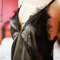 WOMEN SECRET SILK night dress WOMENs summer hollow BACK halter suspender ADJUSTABLE homewear SEXY pajama women