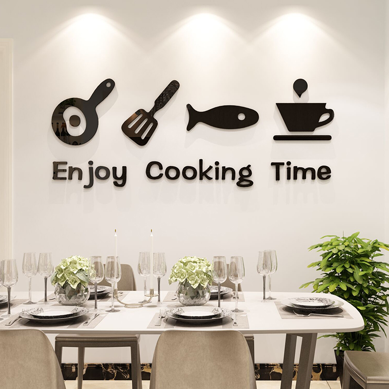 Kitchen countertops glass wall stickers painting 3 d creative restaurant tableware cupboard of Kitchen feel adornment metope ceramic tile