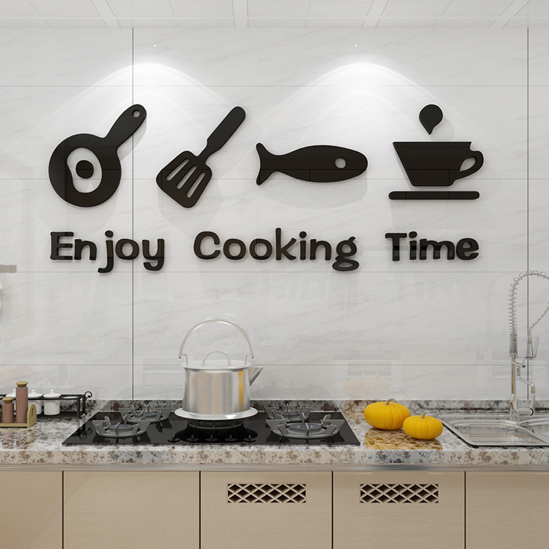 Kitchen countertops glass wall stickers painting 3 d creative restaurant tableware cupboard of Kitchen feel adornment metope ceramic tile