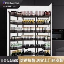 kitchentime kitchen cabinet black crystal glass all aluminum big monster snack high cabinet pull basket