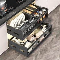 Kitschentime Kitchen Cupboard Drawer pull basket Kitchen Cabinet Built-in Drawer Containing Bowls of Disc Pull Basket Magic Pumping