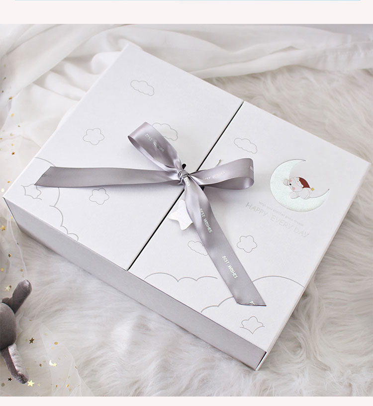 儿童生日礼物盒子大号礼品盒婴儿衣服白色包装盒满月伴手礼盒空盒