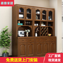 Solid wood dining side cabinet Chinese wine cabinet close to wall combined modern minimalist living-room containing lockers Kitchen Tea Water Bowls Cabinet