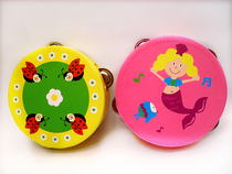 Parent-child early education puzzle wooden hand beat drum Bell kindergarten cartoon children dance instrument Enlightenment hand drum