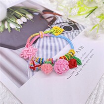 Hand Woven Phantom Lotus Rice Dumplings Strawberry Loving Pink Tether Bracelet Little Fresh Teenage Girl Hearts Rope Customizable
