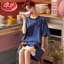 2022 New Sleeping Dress Women Summer Thin style pure cotton short sleeves cute students sleepwear womens spring and summer days net red exploits