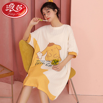 Romana 2022 New Sleeping Dress Woman Summer Slim pure cotton short sleeve tennis Red cute High sense Sleeping Womens Summer