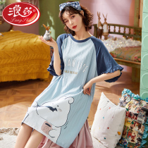 Surina Sleeping Dress Woman Summer Thin pure cotton short sleeves Sleepwear Women Spring Summer Korean Edition Fresh Students Cute Dress Dresses