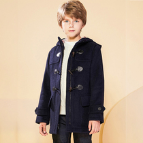 Childrens coat boy fur coats autumn winter clothing 2021 The new foreign air horn button Korean version of the Korean version CUHK Tong