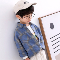 Boy Shirt Slim Fit 2022 Summer New Plaid Spring Autumn Children Shirt Pure Cotton Tide Long Sleeve Big Boy Handsome