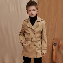 Boy Windcoat Jacket 2022 New Ocean Gas Medium Long Spring Autumn Dress Handsome Qi Children Inglén Wind Great Boy Windproof Clothes