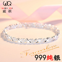 999 sterling silver bracelet female 2021 new summer light luxury ins girls girlfriends foot silver bracelet handwear birthday gift