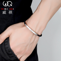 Year of Life bracelet Sterling silver male personality black rope Braided rope Mens Cow hand rope Tanabata Valentines Day gift to boyfriend