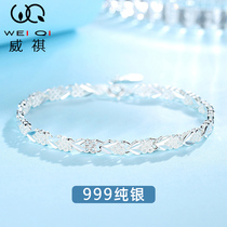 Clover Bracelet 999 Sterling Silver Female Summer ins Light Luxury Girlfriends Foot Silver Girls Bracelet Lucky Handwear Birthday Gift
