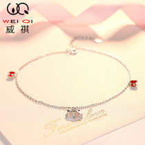 Cat chain sterling silver female kitten Net red foot ring niche design sexy lady foot ring foot rope anklet birthday gift
