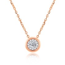 18K gold diamond necklace female rose gold real diamond big round bubble pendant choker set of chain