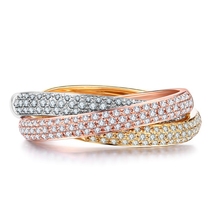 18K platinum gold rose gold classic Three Ring Diamond Ring Diamond Diamond ring female luxury diamond ring
