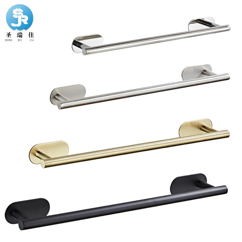 Sanryja Bathroom 304 Stainless Steel Towel Rack Free Of Punch Bathroom Pendant Cross Border 3M Monolayer Towel Rod-Taobao