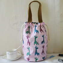Round lunch box bag with rice Tote bag Round bucket bag Bento bag rice bucket bag water cup bag Canvas stew pot