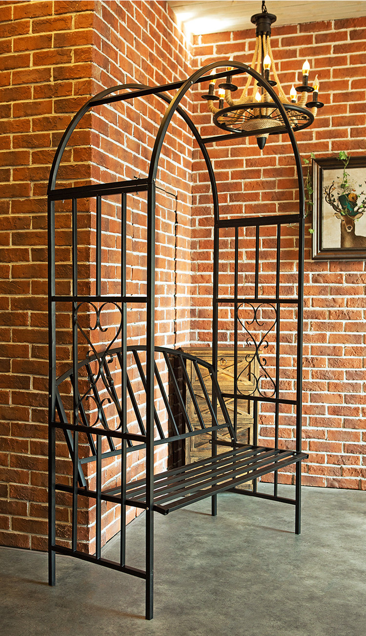 婚庆拱形铁艺花园阳台拱门花架爬藤架带凳座椅t户外凉椅花架