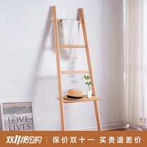 Solid wood ladder rack bedroom wall hanging hanger floor bed clothes Japanese style simple corner coat rack