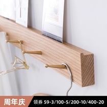 Solid wood adhesive hook non-perforated porch brass door rear hanging hanger Wall entry door door hook