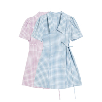 DESIGNER PLUS GIRL Girl Sensation Plaid dress for womens summer collection of slim and slim sub-first-love Balloon Skirt