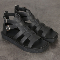 European and American leather sandals in summer new mens Korean version of the trend of Roman open toe flat sole beach shoes