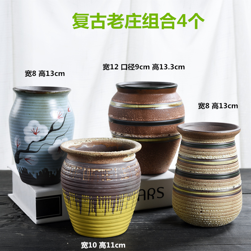 Old running the pot clay ceramic zhuang zi mage, coarse pottery creative Chinese wind restoring ancient ways flesh flower pot in a large, fleshy