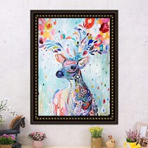 Cross embroidered 2021 new line embroidered living room with small bedroom Euro style haircut deer minimalist modern full embroidered vertical version Xuanguan