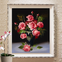 Cross stitch 2021 new living room line embroidered flower bedroom corridor Xuanguan new restaurant oil painting vase small painting
