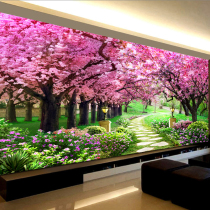 Cross stitch 2021 new living room line embroidery simple modern large blossom rich wedding wedding cherry blossom tree full embroidery