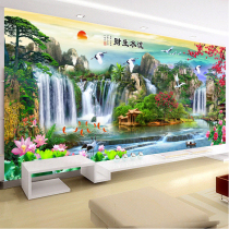 Mona Lisa Cross embroidered 2020 new living room line embroidered brief modern large flowing water raw scenery landscape painting
