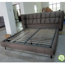 Solid wood bed North European and American designer style Tian Zi square leisure bed high-end muscle soft bed rice husk muscle
