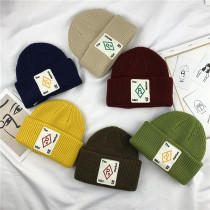 South Korea tide pasted poker wool hat tone Street fan childrens knitted hat autumn and winter baby melon leather hat