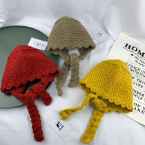 Childrens hats autumn and winter handmade lace small Loli hat warm men and women baby wool hat thick braid ear protection new