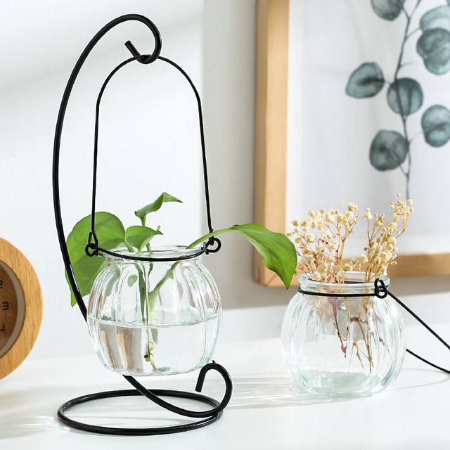 Creative hanging transparent glass vase small hanging bottle hydroponic flower indoor gardening home decoration bottle plant decoration Creative hanging transparent glass vase small hanging bottle hydroponic flower indoor gardening home decoration bottle plant decoration