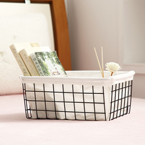 ins iron art cosmetic storage box table top table with zero food set items frame debris mask contained basket bathroom