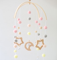 ins Nordic childrens room wall decoration leaf fur ball wind chime pendant kindergarten pendant baby bed bell pendant