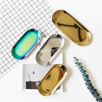 ins Nordic H Oval stainless steel tray desktop storage plate accessories plate snack plate tableware