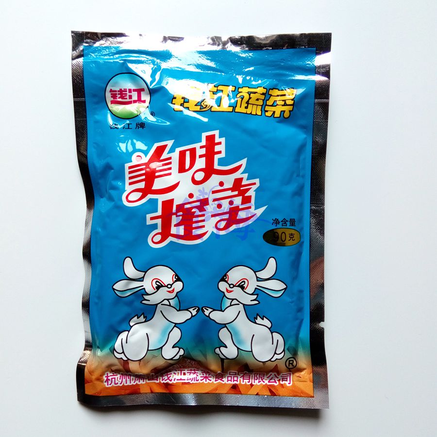 萧山特产 钱江牌 小白兔 美味榨菜丝 90g 经典原味脆爽 整箱促销