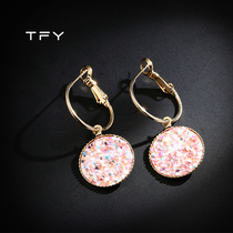 Korean Dongdaemun simple pink girl heart bright film chic ear nail summer fashion lily circle earrings