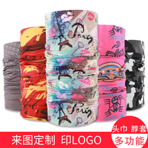 100 variable magic headscarf Custom logo print Seamless Outdoor Running Riding Face Mask Scarf to be made of ice silk scarves