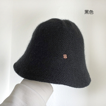 Japanese black wool fishermans hat childrens autumn and winter Joker warm and comfortable basin hat Korean version of Tide face small bucket hat