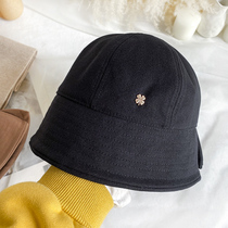Designer Japanese niche black retro fisherman hat tide girl autumn and winter thickened cotton bucket hat