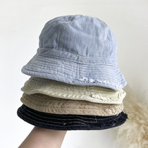 Japanese washed old cowboy short eaves fishermans hat female tide Korean spring and autumn Harajuku workwear casual dome cap cap