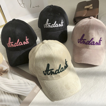Autumn and winter New Korean velvet baseball cap female tide three-dimensional embroidery letter cap mens travel cap