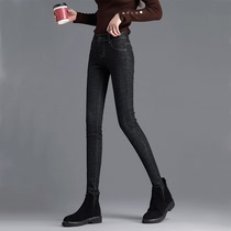 Korea plus velvet jeans women 2021 autumn and winter New High waist slim Korean skinny slim small leg pencil pants